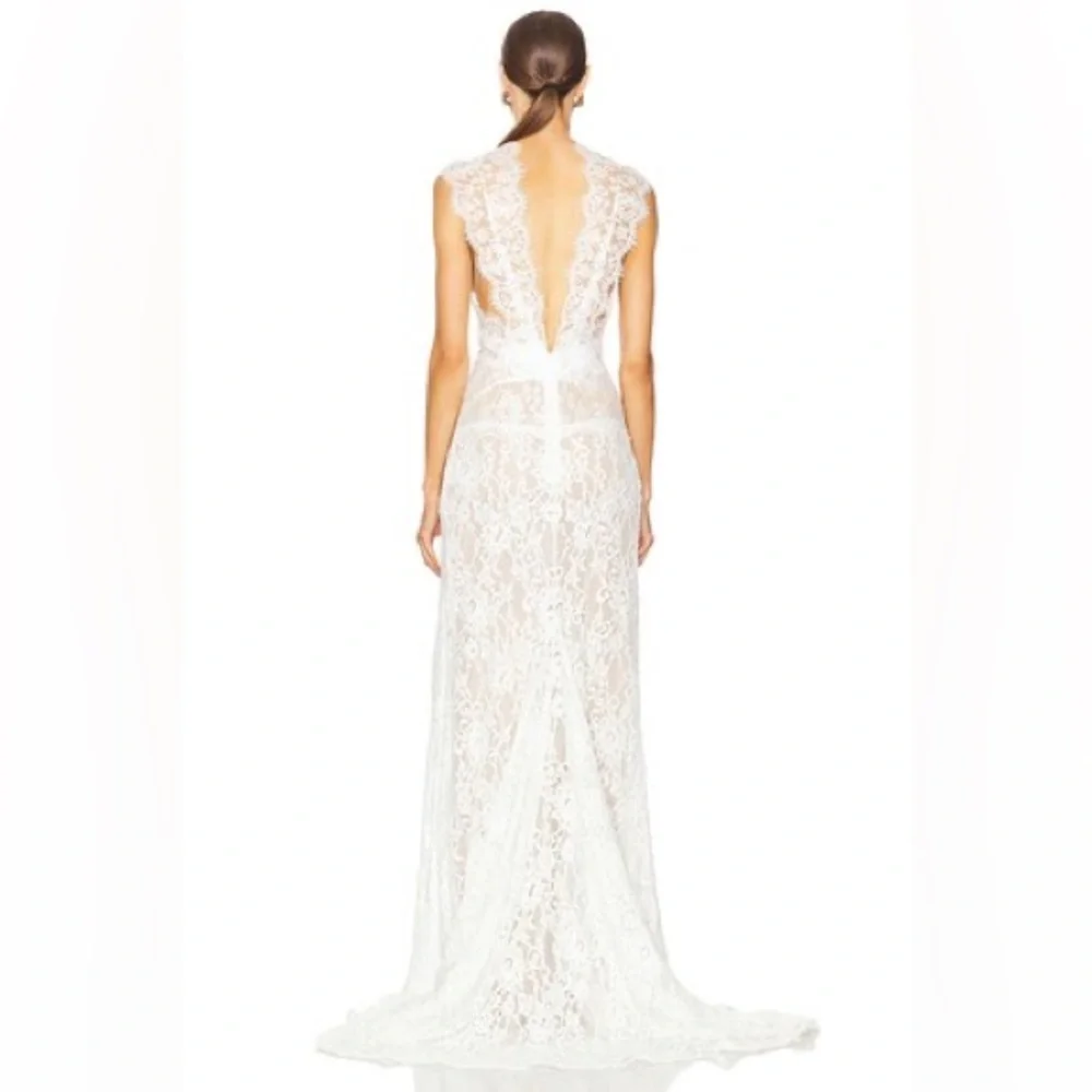 Bronx & Banco NAIA White Lace Bridal Sheer Gown L NWOT - Picture 5 of 8